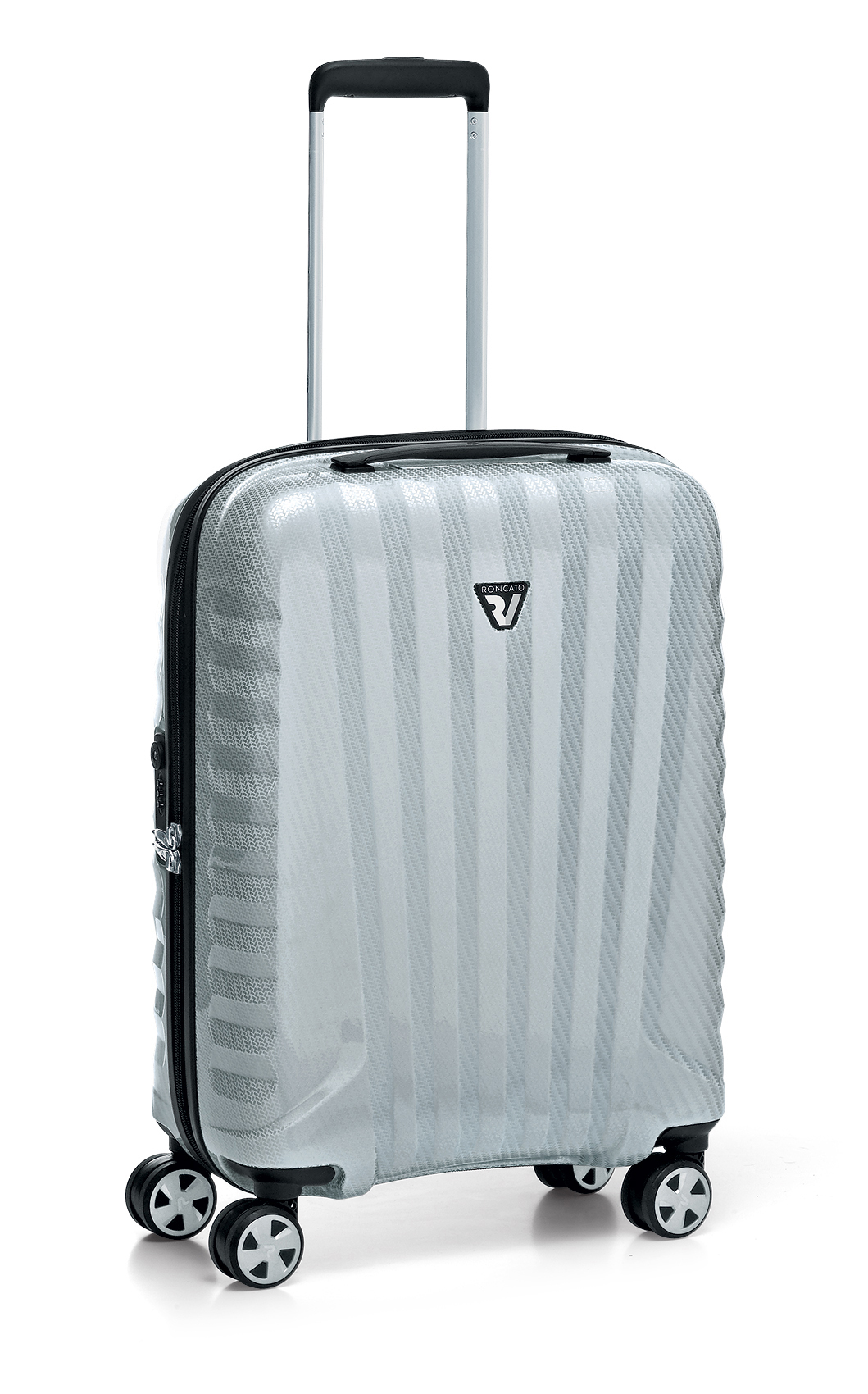 Roncato Italian Designer Premium Carbon 4 Wheel Cabin Bag - Silver