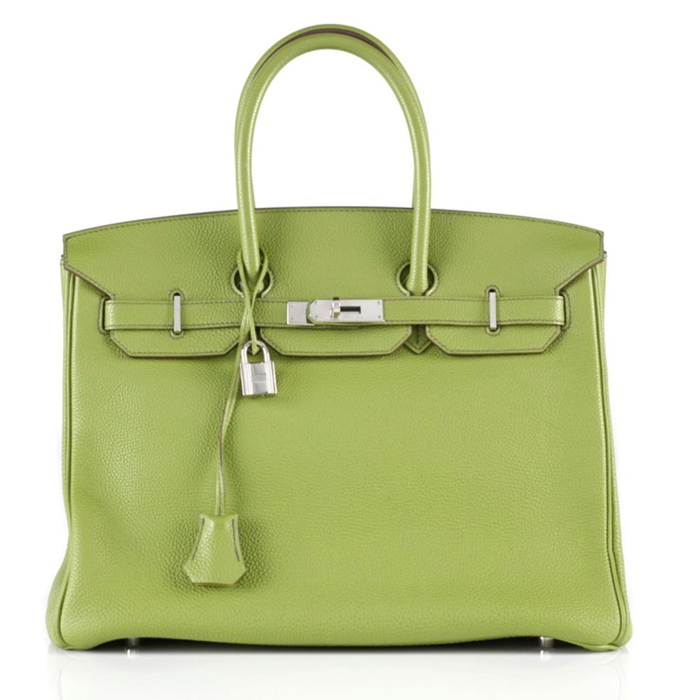 Hermes Birkin 35 Ostrich Green Leather Bag, 2000