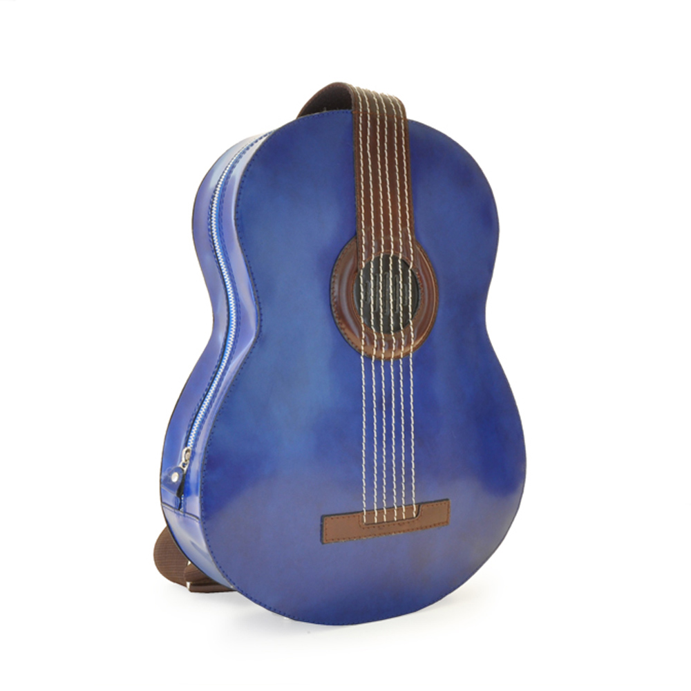 Pratesi Guitar Italian Polished Leather Backpack - Blue