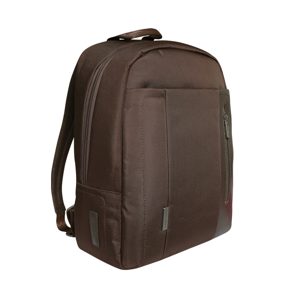 Roncato Designer Italian Leather Nylon Backpack - Brown