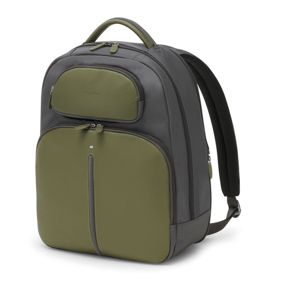 Giorgio Fedon Leather Nylon Backpack - Green Grey